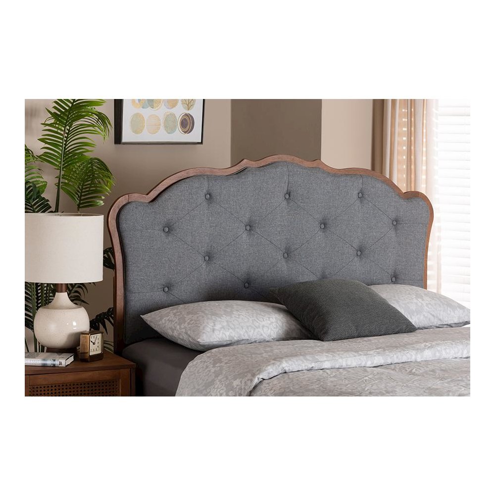 Walnut Brown Finished Wood Queen Size Headboard