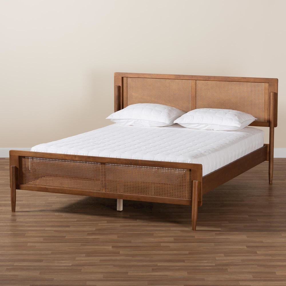 Gardwin Mid-Century Modern Ash Walnut Finished Wood King Size Platform Bed