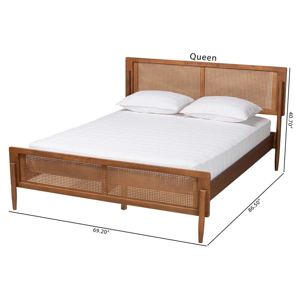 Gardwin Mid-Century Modern Ash Walnut Finished Wood King Size Platform Bed