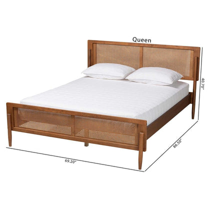 Gardwin Mid-Century Modern Ash Walnut Finished Wood King Size Platform Bed