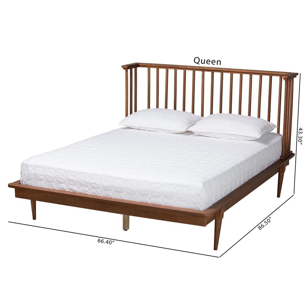 Flint Mid-Century Modern Ash Walnut Finished Wood King Size Platform Bed