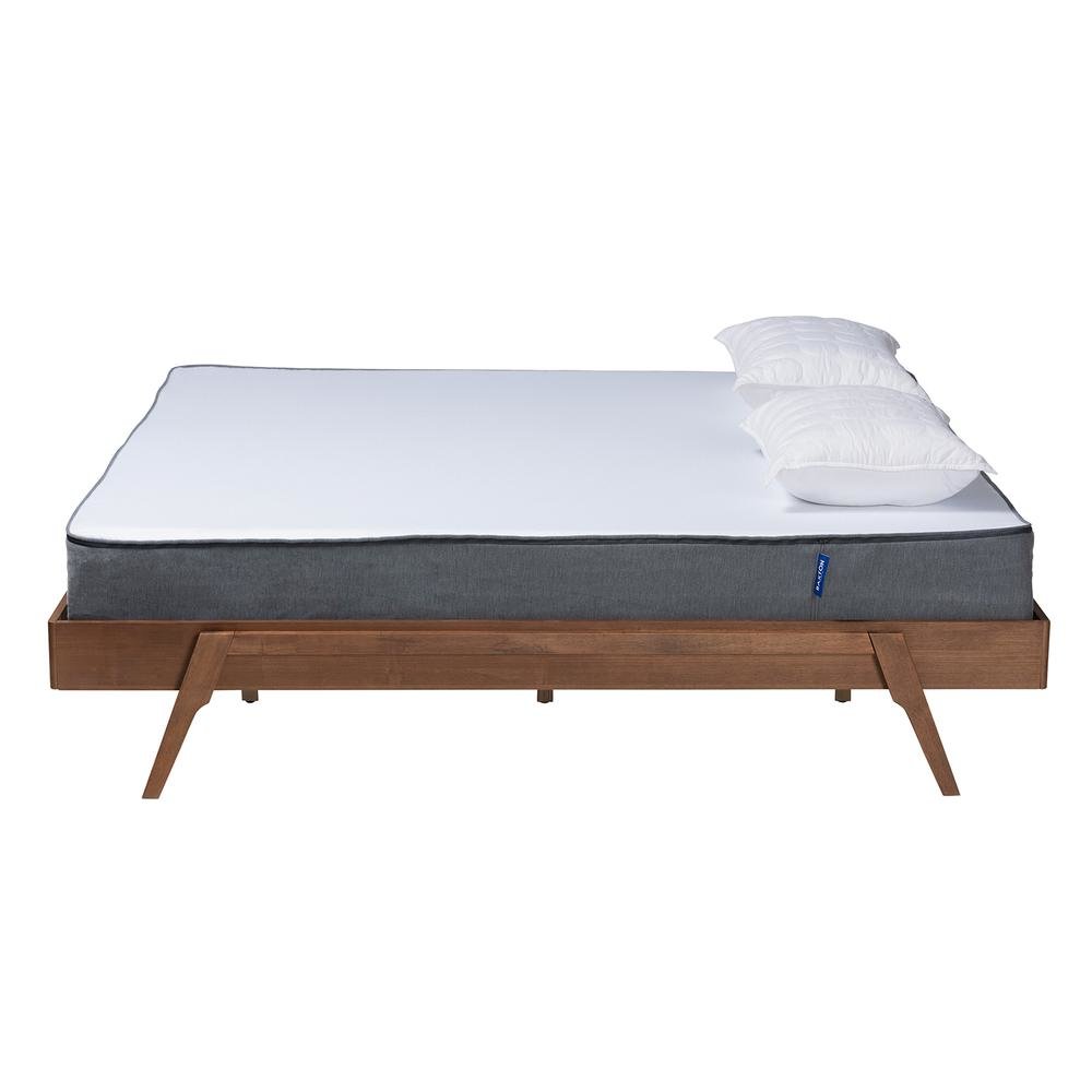 Sarita Mid-Century Modern Ash Walnut Finished Wood King Size Bed Frame