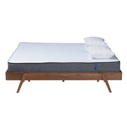 Sarita Mid-Century Modern Ash Walnut Finished Wood King Size Bed Frame