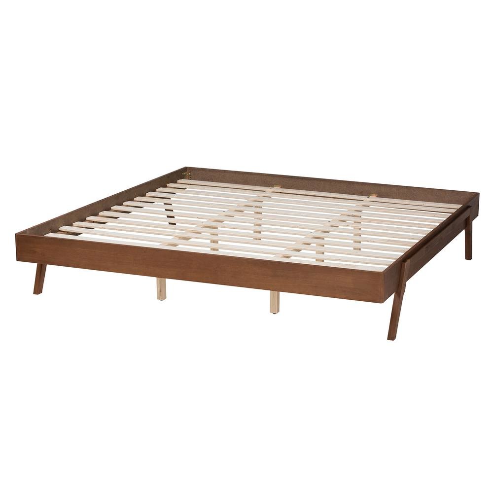 Sarita Mid-Century Modern Ash Walnut Finished Wood King Size Bed Frame