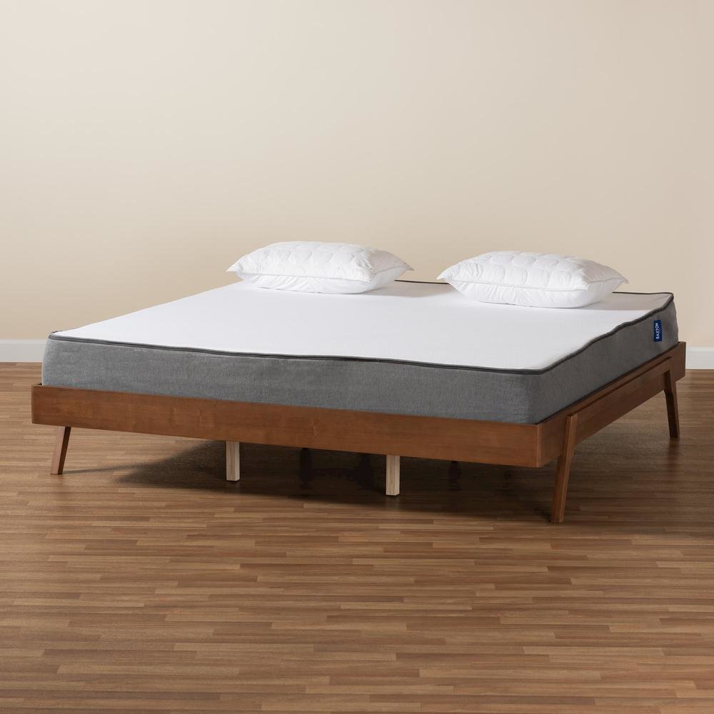Sarita Mid-Century Modern Ash Walnut Finished Wood King Size Bed Frame
