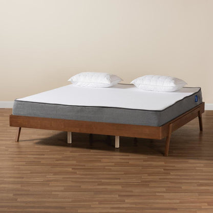 Sarita Mid-Century Modern Ash Walnut Finished Wood King Size Bed Frame