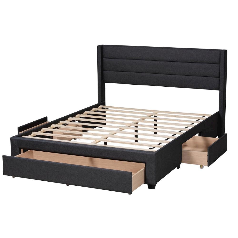 Dark Brown Finished Wood Queen Size 3-Drawer Storage Platform Bed