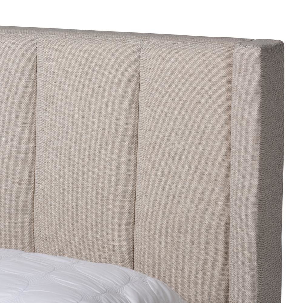 Transitional Beige Fabric Queen Size 3-Drawer Storage Platform Bed