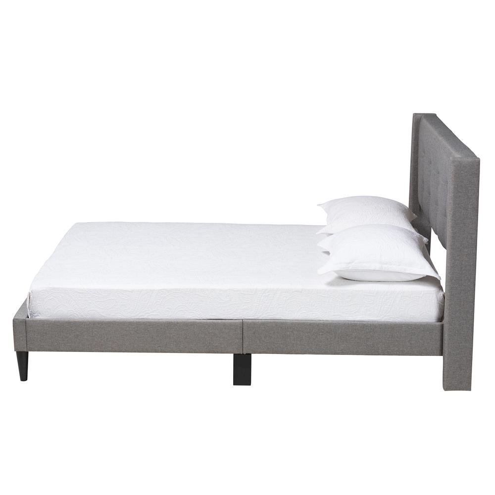 Transitional Grey Fabric Upholstered Queen Size Platform Bed