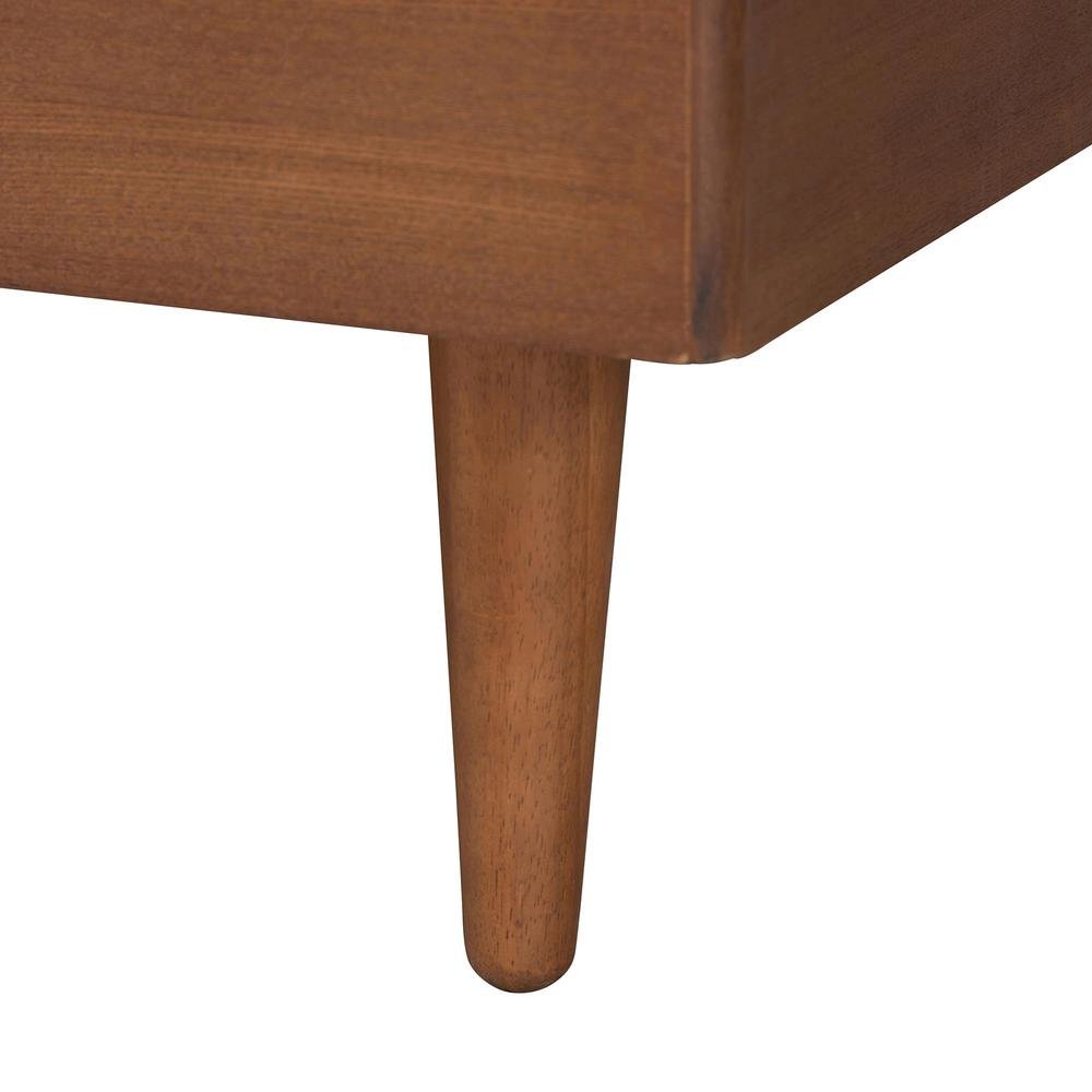 Walnut Brown Wood King Size Platform Bed With Floating Side Table