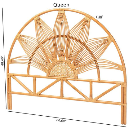 Jasmine Modern Bohemian Natural Rattan Queen Size Standalone Headboard
