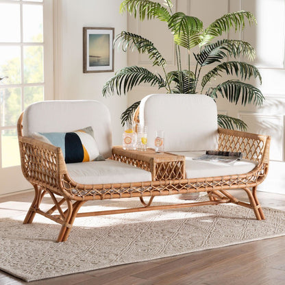 Pakis Bohemian Light Honey Rattan Tete-a-Tete Sofa