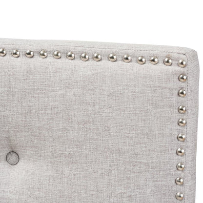 Greyish Beige Fabric Upholstered Queen Size Headboard