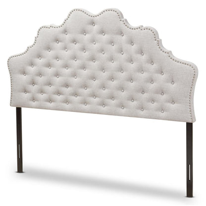 Hilda Modern and Contemporary Greyish Beige Fabric Queen Size Headboard