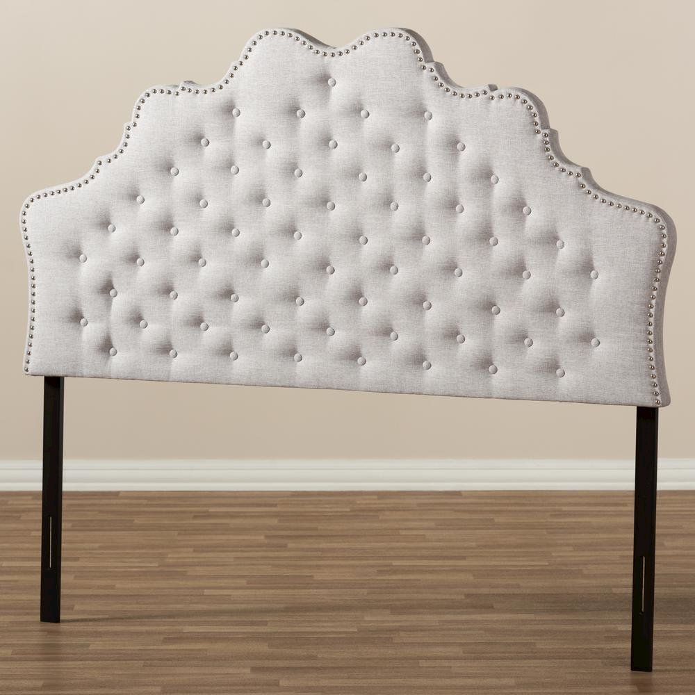 Hilda Modern and Contemporary Greyish Beige Fabric Queen Size Headboard