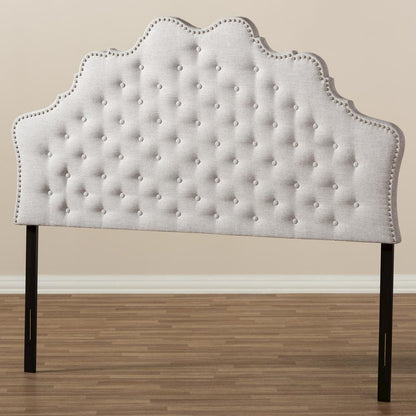 Hilda Modern and Contemporary Greyish Beige Fabric Queen Size Headboard