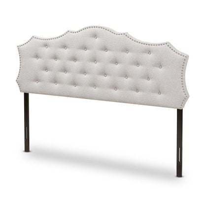 Aurora Modern and Contemporary Greyish Beige Fabric Queen Size Headboard