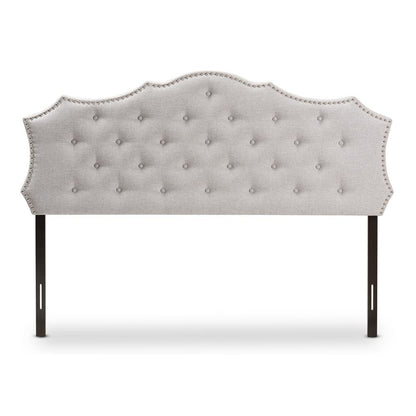 Aurora Modern and Contemporary Greyish Beige Fabric Queen Size Headboard