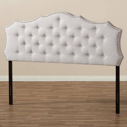 Aurora Modern and Contemporary Greyish Beige Fabric Queen Size Headboard