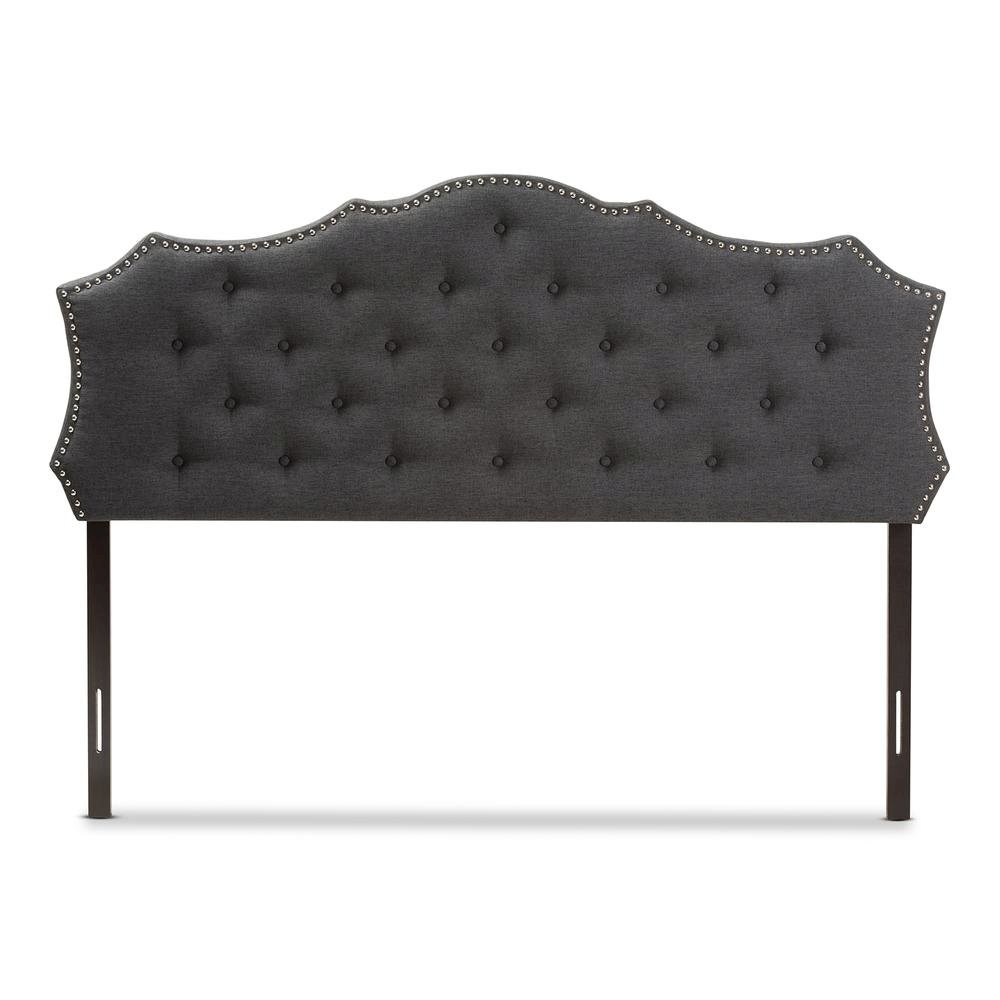 Aurora Modern and Contemporary Dark Grey Fabric King Size Headboard