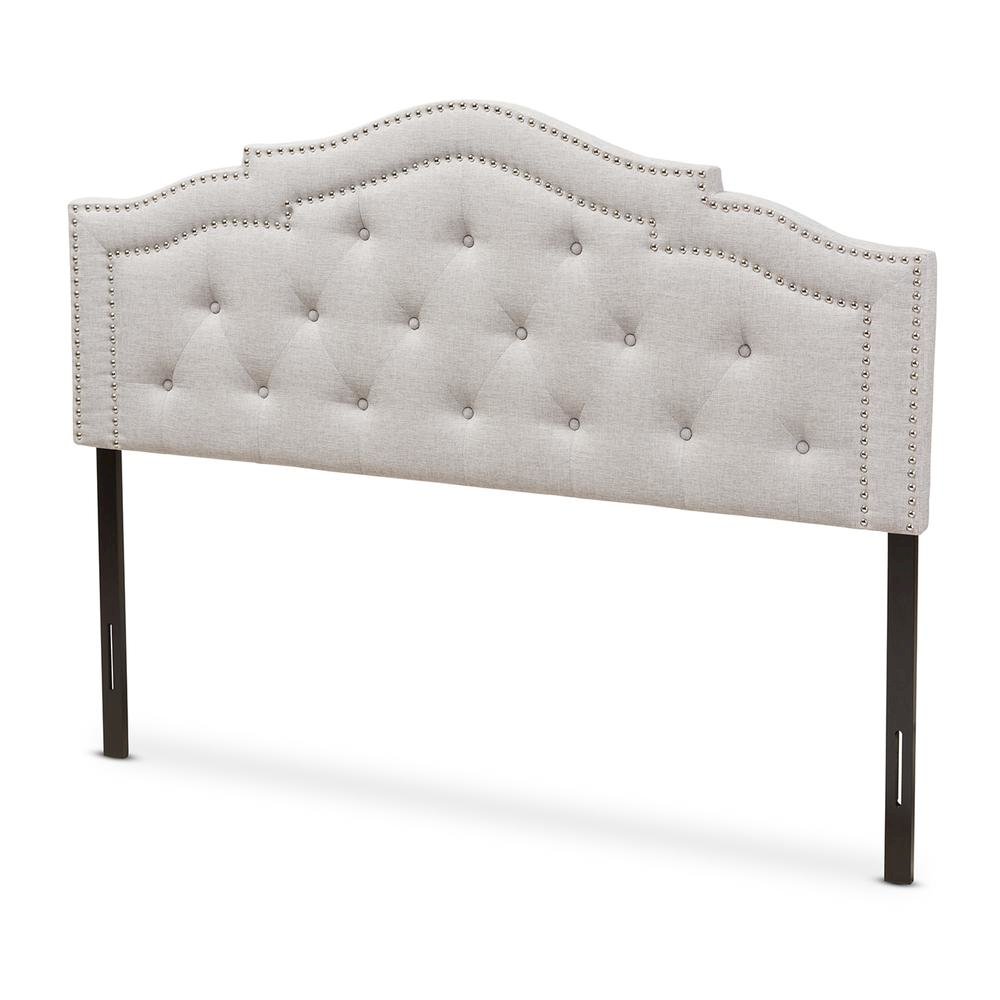 Edith Modern and Contemporary Greyish Beige Fabric Queen Size Headboard