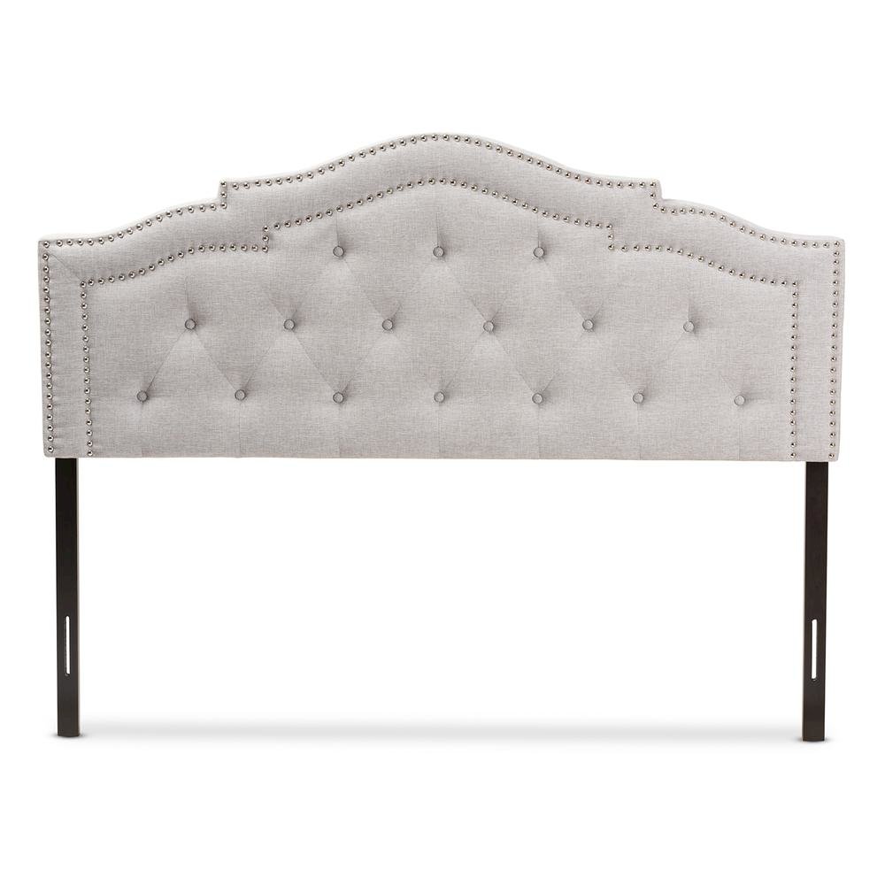 Edith Modern and Contemporary Greyish Beige Fabric Queen Size Headboard