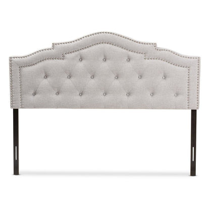 Edith Modern and Contemporary Greyish Beige Fabric Queen Size Headboard