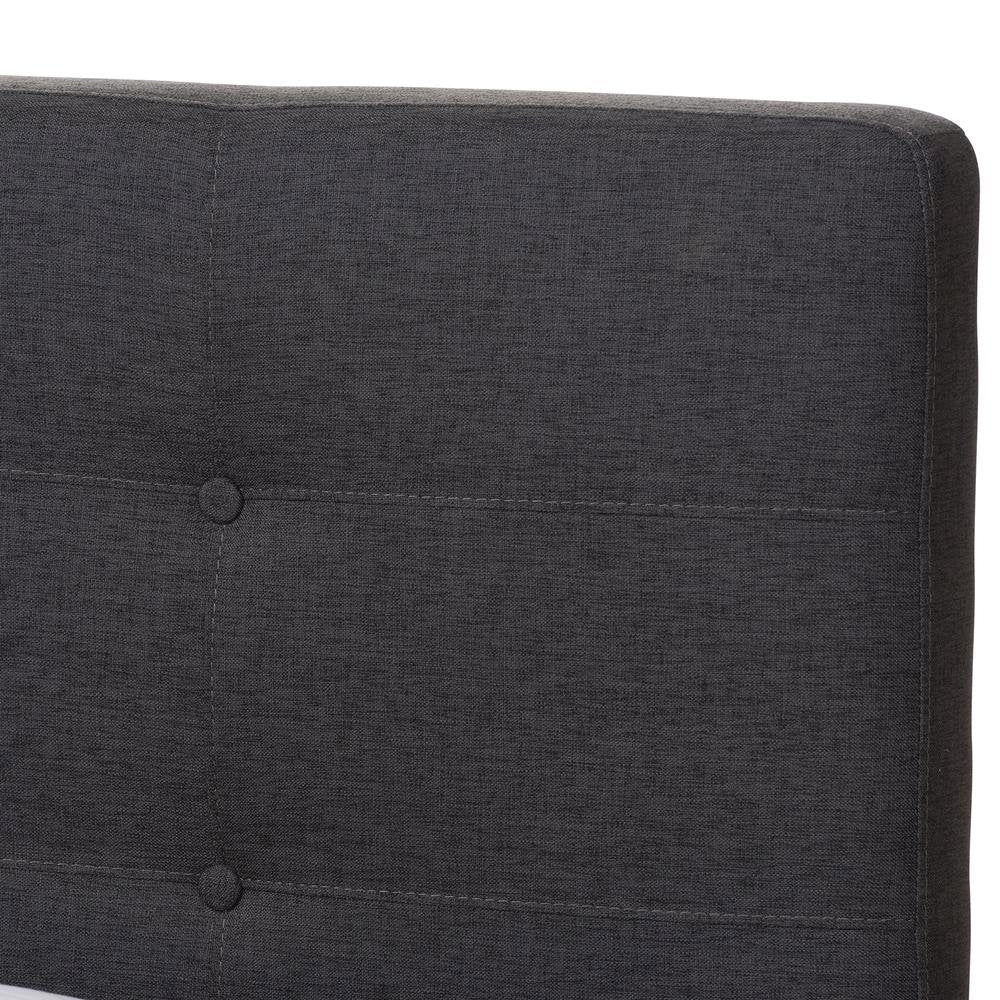Valencia Mid-Century Modern Dark Grey Fabric Queen Size Platform Bed