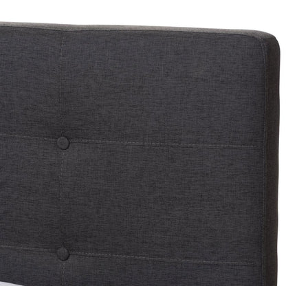Valencia Mid-Century Modern Dark Grey Fabric Queen Size Platform Bed