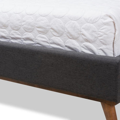 Valencia Mid-Century Modern Dark Grey Fabric Queen Size Platform Bed