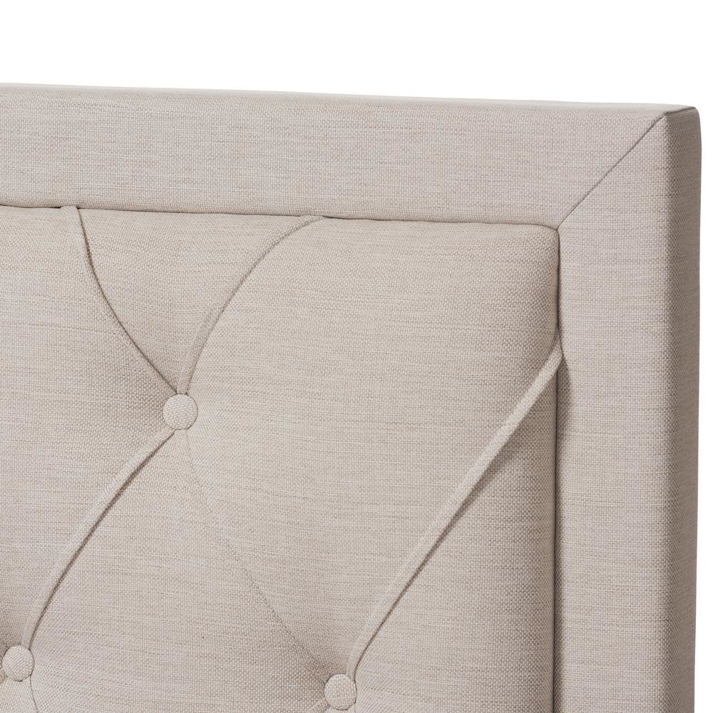Light Beige Fabric Upholstered King Size Storage Bed