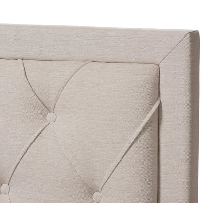 Light Beige Fabric Upholstered King Size Storage Bed