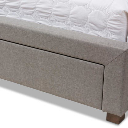 Light Grey Fabric Upholstered King Size Storage Bed