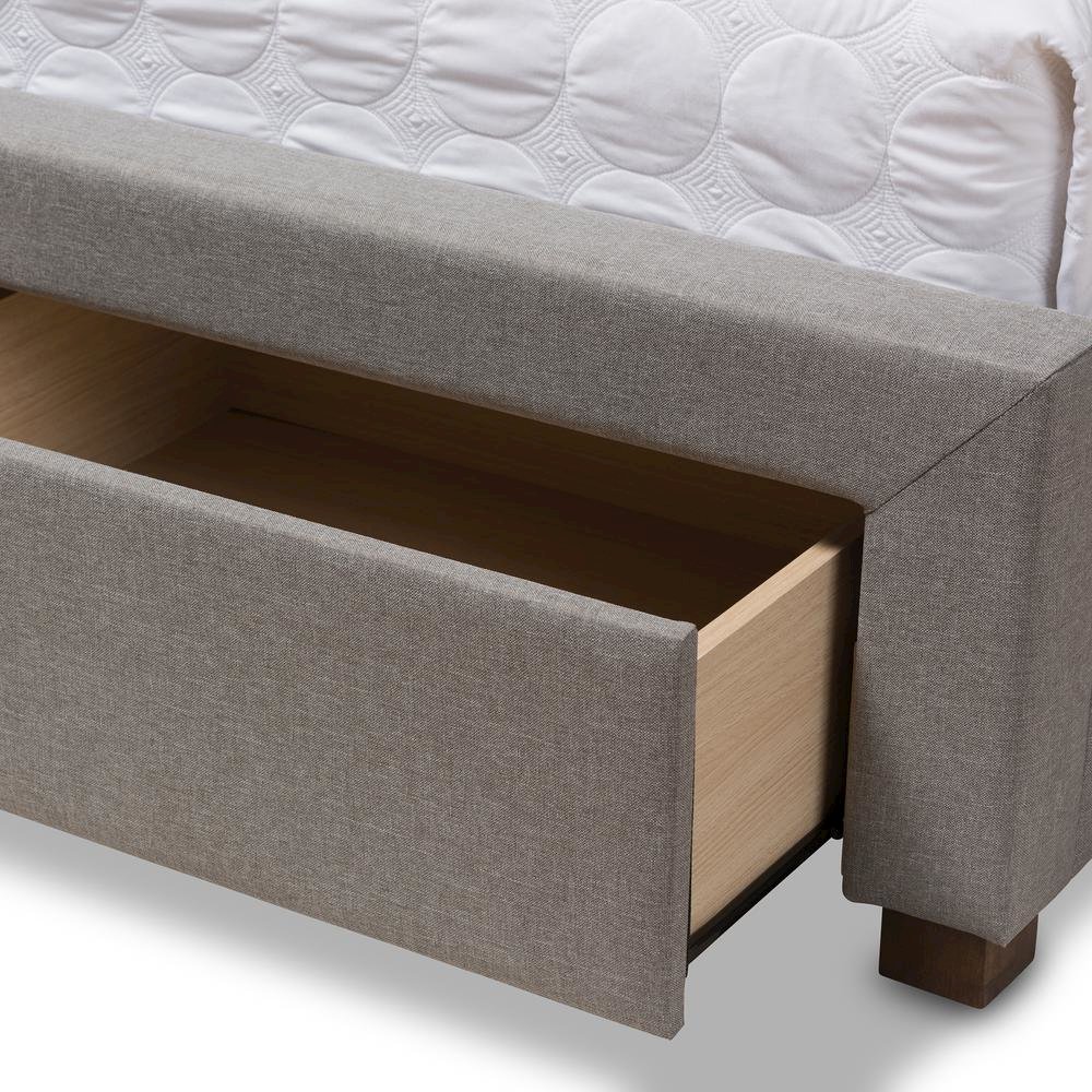 Light Grey Fabric Upholstered King Size Storage Bed