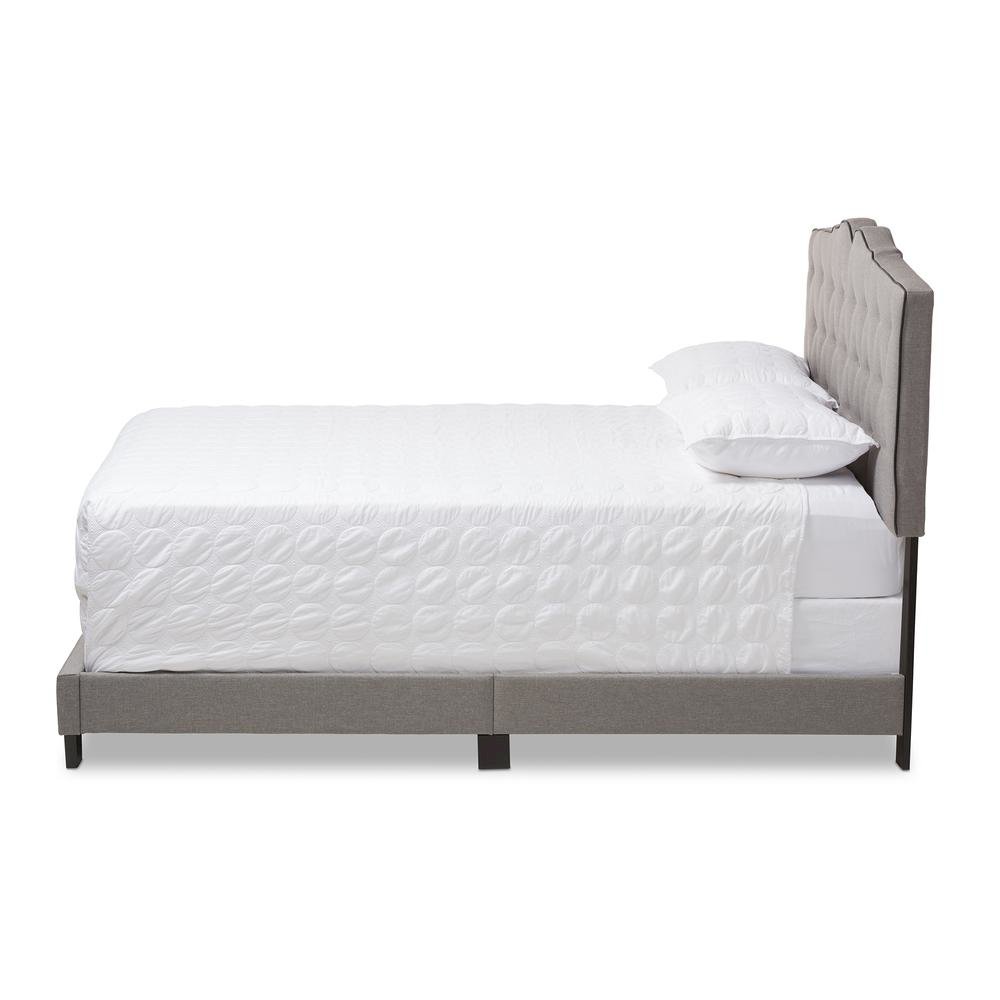 Vivienne Modern and Contemporary Light Grey Fabric Upholstered Queen Size Bed