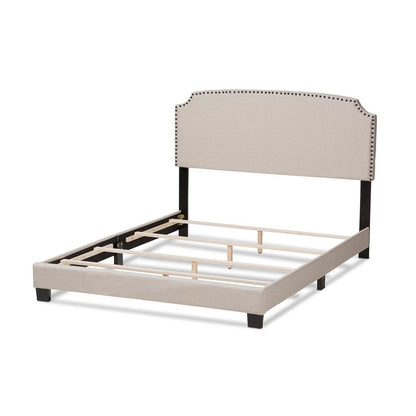 Odette Modern and Contemporary Light Beige Fabric Upholstered Queen Size Bed