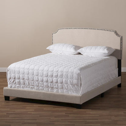 Odette Modern and Contemporary Light Beige Fabric Upholstered Queen Size Bed
