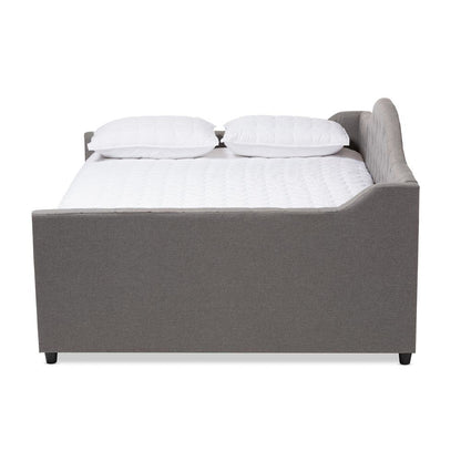 Grey Fabric Upholstered Queen Size Daybed with Trundle