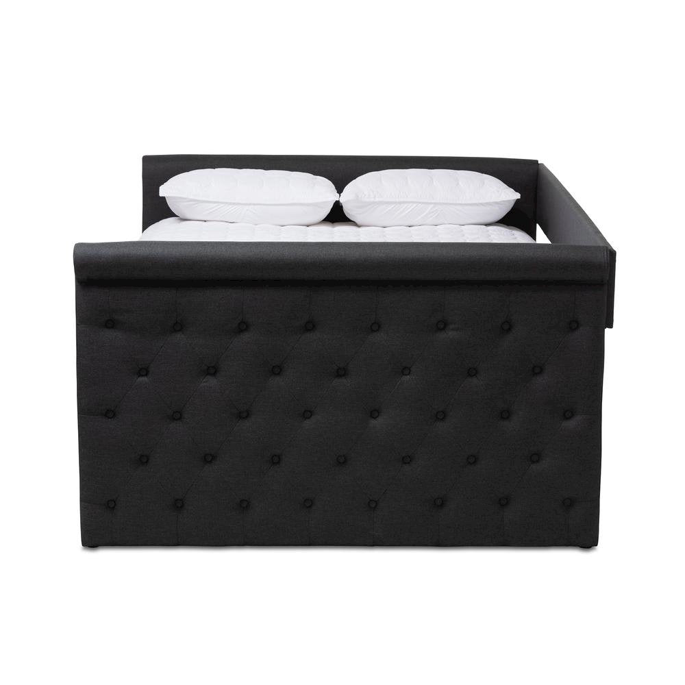 Amaya Modern and Contemporary Dark Grey Fabric Upholstered Queen Size Daybed