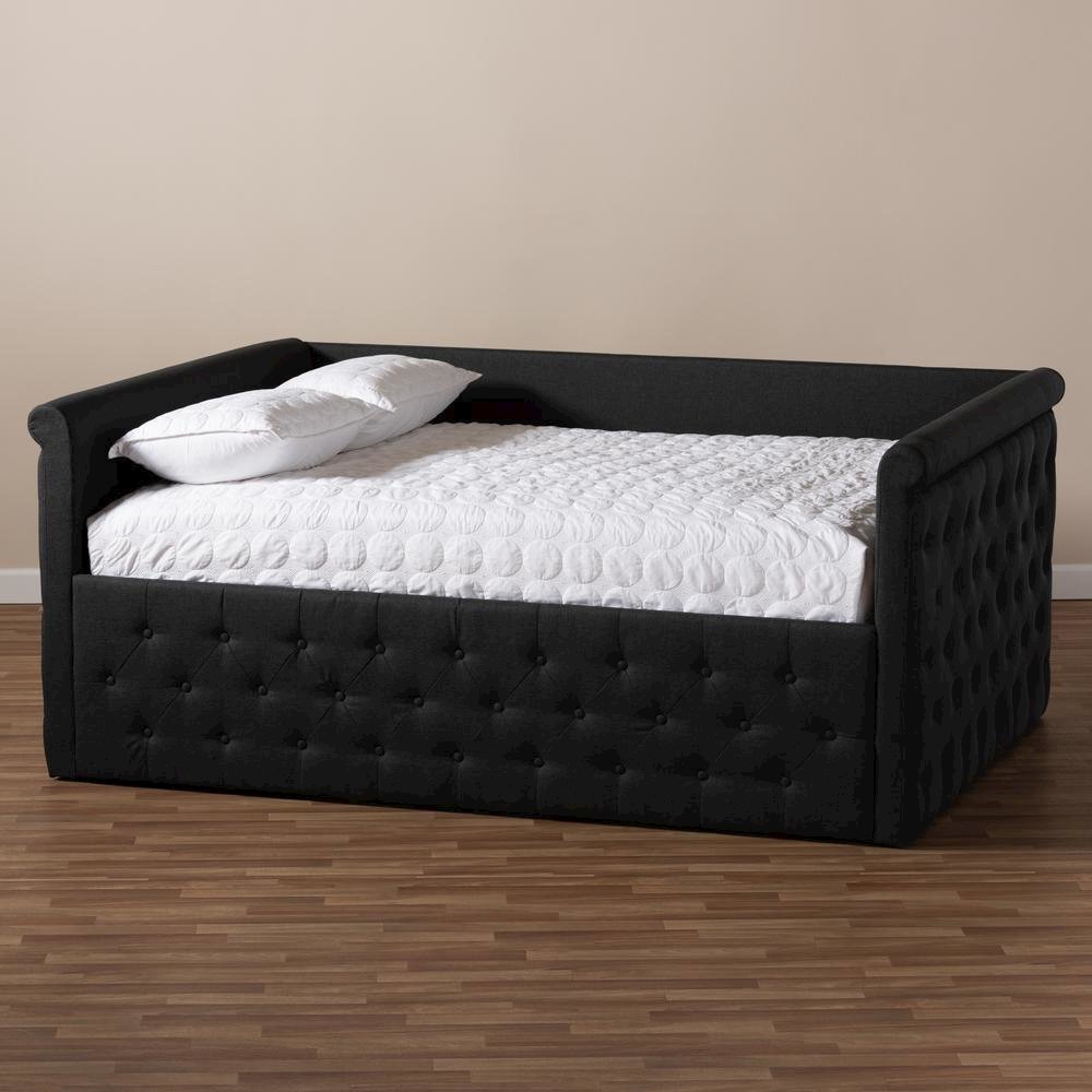 Amaya Modern and Contemporary Dark Grey Fabric Upholstered Queen Size Daybed