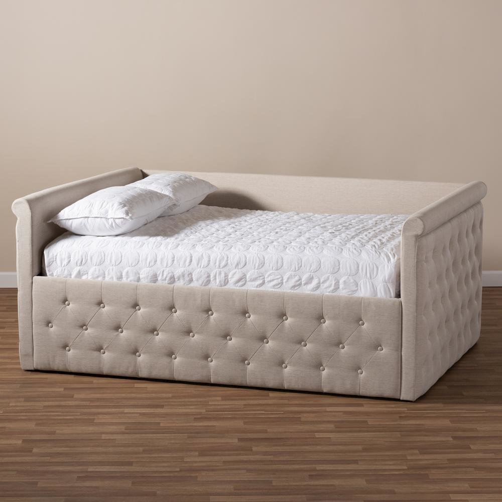 Amaya Modern and Contemporary Light Beige Fabric Upholstered Queen Size Daybed