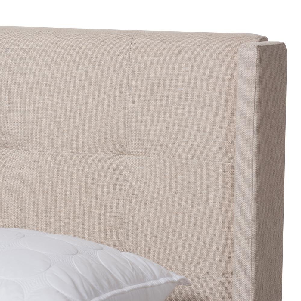 Lisette Modern and Contemporary Beige Fabric Upholstered Queen Size Bed