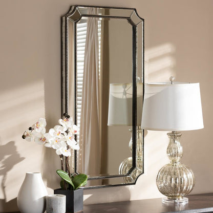 Baxton Studio Romina Art Deco Antique Silver Finished Accent Wall Mirror