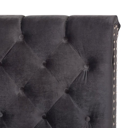 Candace Luxe and Glamour Dark Grey Velvet Upholstered Queen Size Bed