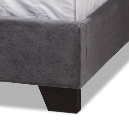 Candace Luxe and Glamour Dark Grey Velvet Upholstered Queen Size Bed