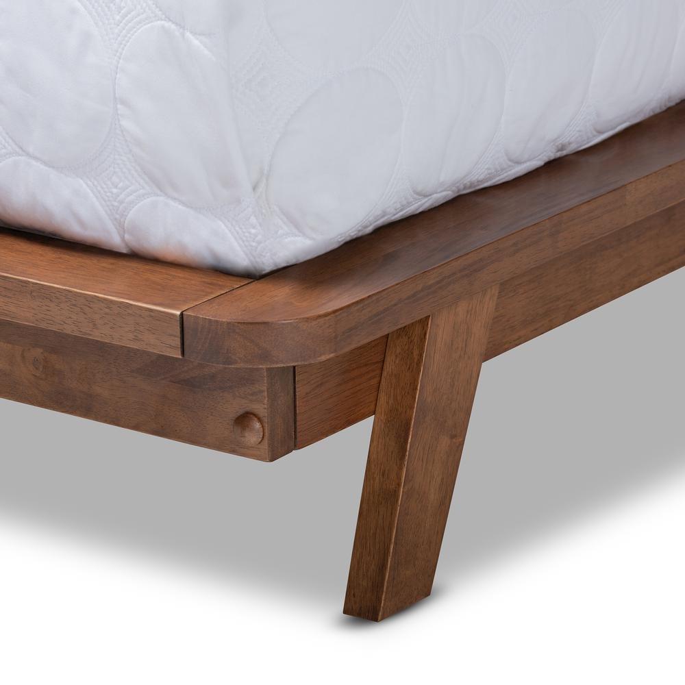 Sante Mid-Century Modern Grey Fabric Upholstered Wood Queen Size Platform Bed