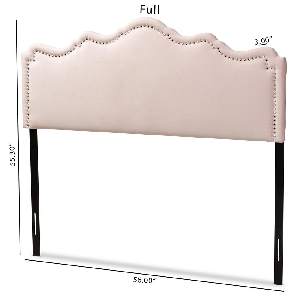 Light Pink Velvet Fabric Upholstered Queen Size Headboard