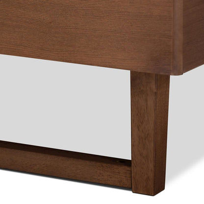 Walnut Brown Finished Wood Queen Size Platform Bed Frame