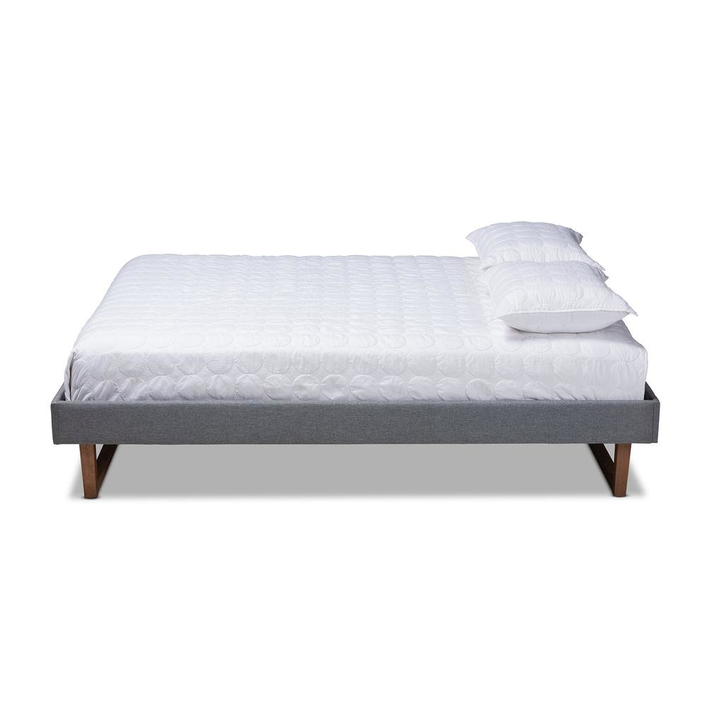 Walnut Brown Finished Wood Queen Size Platform Bed Frame