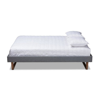 Walnut Brown Finished Wood Queen Size Platform Bed Frame